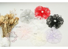Lace Flower With Pearl (Pack of 3)
